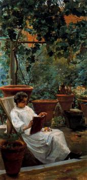 伊格納西奧 狄亞玆 奧拉諾 Jardin, mujer leyendo